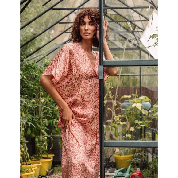 Zara Paisley Print V-neck Dolman Tunic Kaftan Dress Summer Beach 37252 - Picture 3 of 14